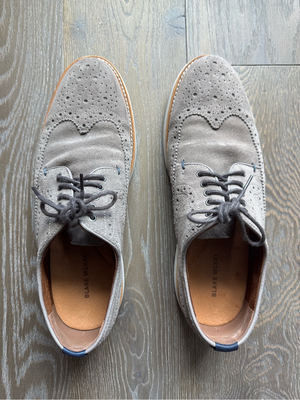 Blake McKay Carson Gray Suede Wingtip Derby Size 8 (fits closer to size 9-9.5)
